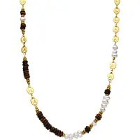 Luxenter Tiger Eye-halsband med 18k guldfinish - Kimbalbo