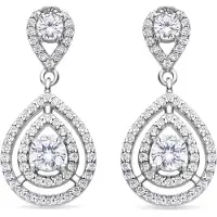 Luxenter 925 sterling silver och rhodiumpläterade örhängen med briljanta zirkoner - Yssyl