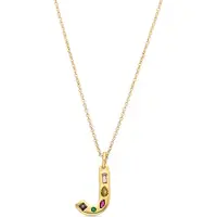 Luxenter Luxenterhalsband med flerfärgade zirkoner 18k guldfinish - Alfabet