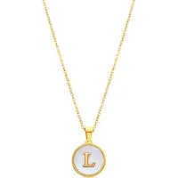 Luxenter -halsband i vit pärlemor med 18K guldplätering - Alphabet