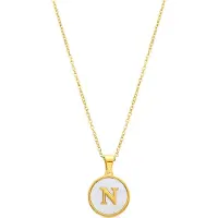 Luxenter halsband i vit pärlemor med 18K guldfinish - Alfabet
