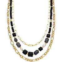 Luxenter -halsband med svart harts 18k guldfinish - Nyste