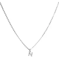 Luxenter Halsband med Glänsande Zirkonia silverfinish - Alfabet