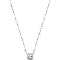 Luxenter Sterling Silver 925 Halsband med Rhodiumpläterad Briljant Zirkonia - Amanba