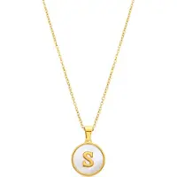 Luxenter -halsband i vit pärlemor med 18K guldfinish - Alfabet