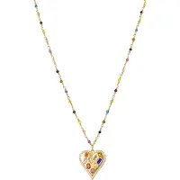 Luxenter Sterling Silver 925 halsband med flerfärgad zirkonia i 18K gult guld - Hamka