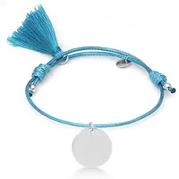 Luxenter 925 Sterling Silver Armband med rodiumpläterad blå bomull - Mi Sol