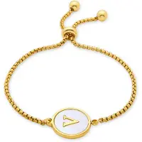 Luxenter Luxenterarmband i vit pärlemor avslutat i 18K gult guld - Alfabet