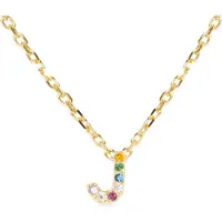 Luxenter Sterling Silver 925 halsband med flerfärgad zirkonia i 18K gult guld - Alfabet