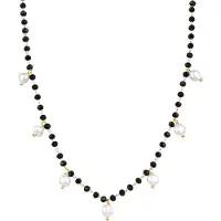 Luxenter Sterling Silver 925-halsband med vit pärla avslutat i 18K gult guld - Seika