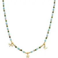Luxenter halsband i 925 sterling silver och grön kristall med 18k gul guldfinish - Lok