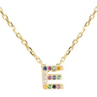 Luxenter Sterling Silver 925 halsband med flerfärgad zirkonia i 18K gult guld - Alfabet