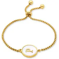 Luxenter armband i vit mussla avslutat i 18K gult guld - Alfabet