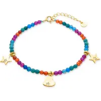Luxenter 925 Sterling Silverarmband med flerfärgad kristall i 18K gult guld - Sten