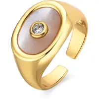 Luxenter ring med vit pärlemor 18k guldfinish - Staxo