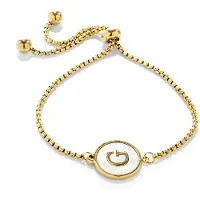 Luxenter Luxenterarmband i vit pärlemor, färdigställd i 18K gult guld - Alfabet