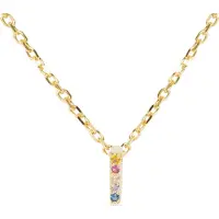 Luxenter Sterling Silver 925 halsband med flerfärgad zirkonia i 18K gult guld - Alfabet