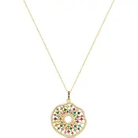 Luxenter Sterling Silver 925 halsband med flerfärgad zirkonia i 18K gult guld - Xodoa