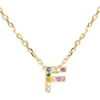 Luxenter Sterling Silver 925 halsband med flerfärgad zirkonia i 18K gult guld - Alfabet