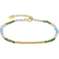 Luxenter armband i 925 sterling silver och grön kristall med 18 karat gult guld - Vados