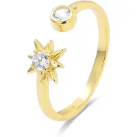 Luxenter Sterlingsilver 925-ring med glänsande 18K guldfinish zirconia - Lialt