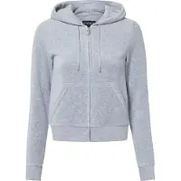 Juicy Couture Kvinnors Velour Heldraget Träningsjacka i Silver