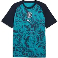 Puma Manchester City Tränings T-Shirt Pre Match - Deep Navy/Tropisk blå - , storlek Large