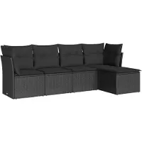 vidaXL Loungegrupp för trädgården med dynor 5 delar svart konstrotting