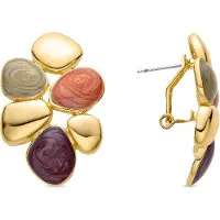 Luxenter örhängen i orange harts med avslut i 18K gult guld - Niro