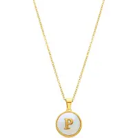 Luxenter Luxenterhalsband i vit pärlemor med 18K gult guld - Alfabetet
