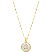 Luxenter halsband i vit pärlemor med finish i 18K gult guld - Bokstaven G beige