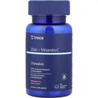 Trace Minerals Zink + C-vitamin Tuggtabletter, Hallon, 60 Tuggtabletter