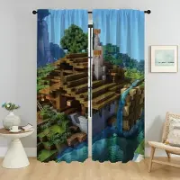 Textilien Gardiner för vardagsrum Gardiner för rum 2 paneler Mine-crafts nyanser Heminredningsgardiner Avdelare Halloweendekoration Barn W60xH90cmx2pcs-CL