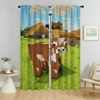 Textilien Gardiner för vardagsrum Gardiner för rum 2 paneler Mine-crafts nyanser Heminredningsgardiner Avdelare Halloweendekoration Barn W60xH90cmx2pcs-CL