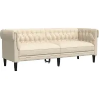 vidaXL Chesterfield 3-sitssoffa, linneklädsel