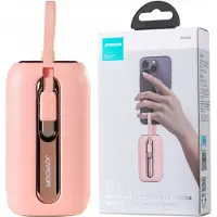 JOYROOM 10000mAh Mini Powerbank Colorful Series 22.5W med USB C & Lightning-kablar rosa (JR-L012)