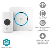 Nedis SmartLife Ringklocka | RF, frequency 433 Mhz / Wi-Fi | Strömadapter | 60 Melodier | 100 - 240 V AC | Justerbar volym | Vit