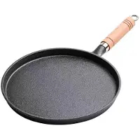 Houspace Pannkakspanna i gjutjärn med non-stick och trähandtag 20 svart