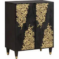 vidaXL Sideboard Svart 60 x 33 x 75 cm Massivt mangoträ