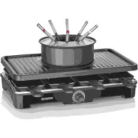 Severin Raclette-Fondue combo - - RG2347 - 8 personer - Caquelon med 8 gafflar och 8 spatlar - Svart