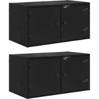 vidaXL Väggskåp 2 pcs Svart Ek 68 x 37 x 35 cm Konstruerat trä