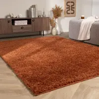 NATURL. Fluffig matta | Wish terrakotta hos Volero | 80x150cm | Syntet | Enfärgad | Rektangulär | Hög lugg