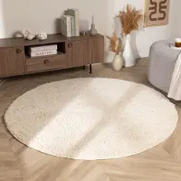 NATURL. Rund fluffig matta | Wish gräddvit hos Volero | Ø 80cm | Polypropen | Enfärgad | Rund | Hög lugg