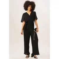 Gini London Ängel Ärmar Plisserad Bältad Omlott Jumpsuit