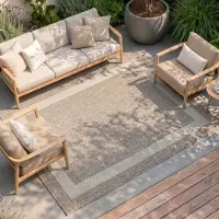 FRAAI Utomhusmatta | Sierra Border beige/gräddvit hos Volero | 120x170cm | Polypropen | Med kant | Rektangulär | Plattvävd