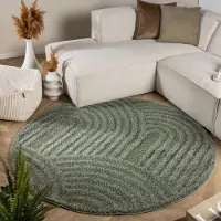 FRAAI Rund skandinavisk matta | Lova Arches grön hos Volero | Ø 100cm | Polyester | Enfärgad | Rund | Hög lugg
