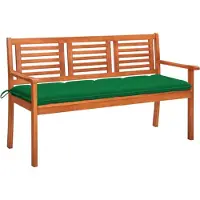 vidaXL Trädgårdsbänk 3-sits med dyna 150 cm massivt eukalyptusträ