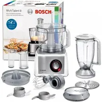 Bosch Multifunktionell matberedare - - B1EMC812S8 - 1250 W - 3,9 L - Variabel hastighet + Turbo - Vit / Rostfritt stål - Kokbok med 80 recept ingår