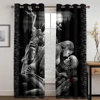 Yiran Furniture Lyx Modern Sexig Skelett Skönhet Punk Svart Skuggning Sovrum Kök Fönster Gardiner Set för Vardagsrum 2 Delar Fri Frakt 100W130H(CM)40x51in&Rod Pocket
