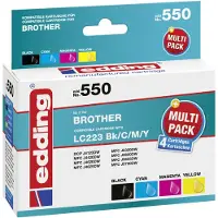 Edding Bläck Ersätter Brother LC-223BKCMY Kompatibel Kombi-pack Svart, Cyan, Magenta, Gul EDD-550 18-550-01